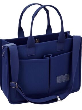 Navy Canvas Utility Tote with Adjustable Strap